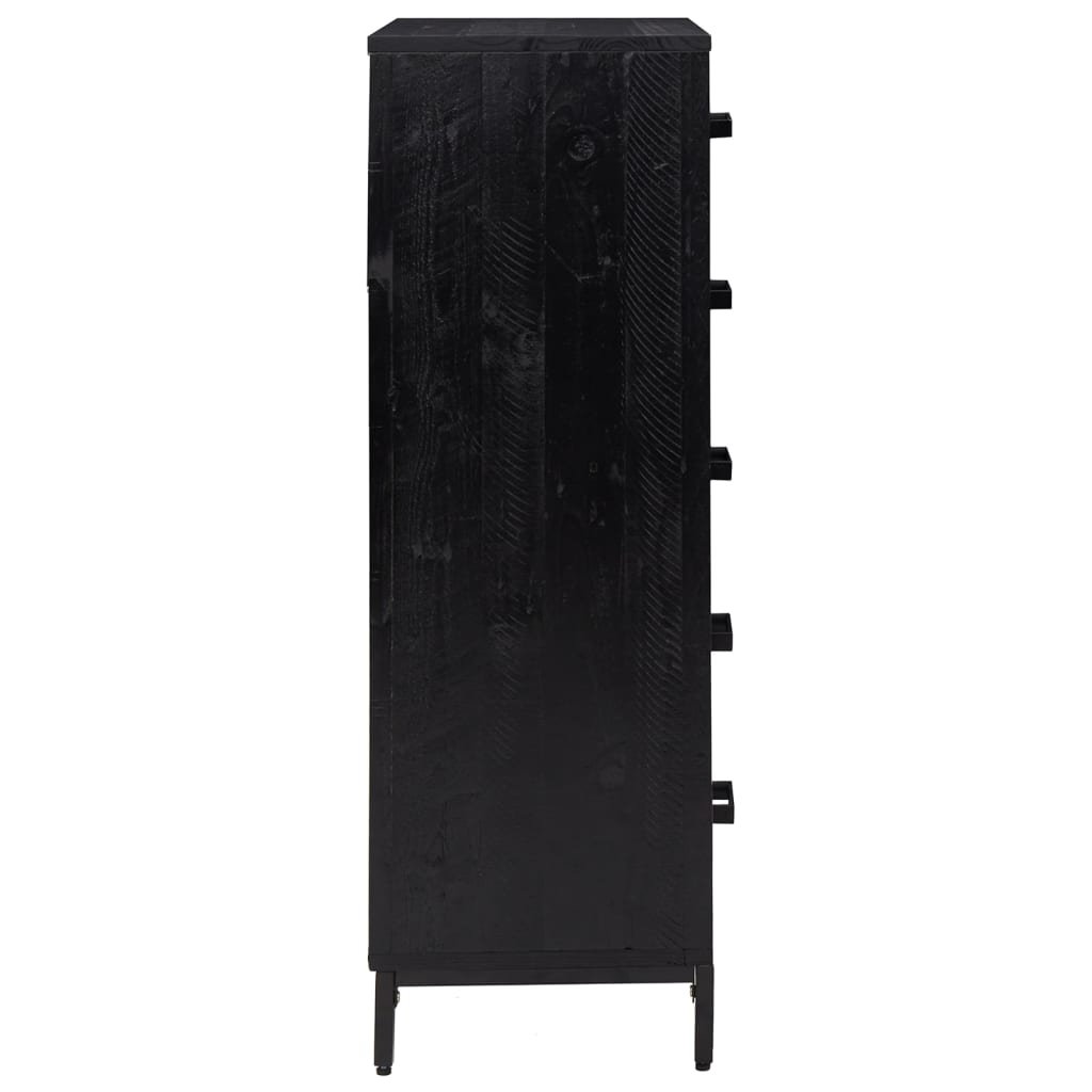Chest of Drawers Black 42x35x110 cm Solid Pinewood